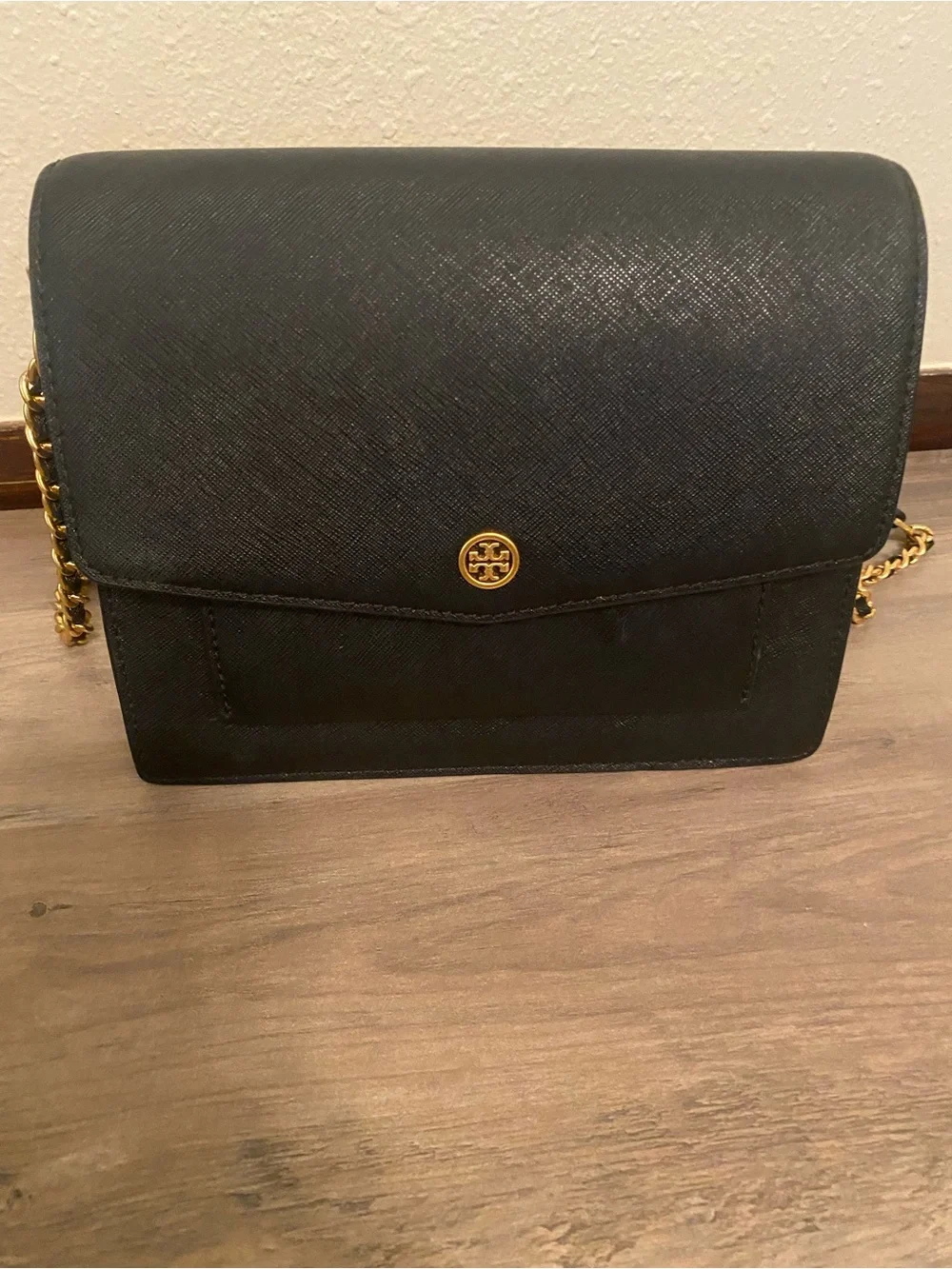 Tory Burch Black Leather Crossbody with Gold Chain - Picture 12 of 12